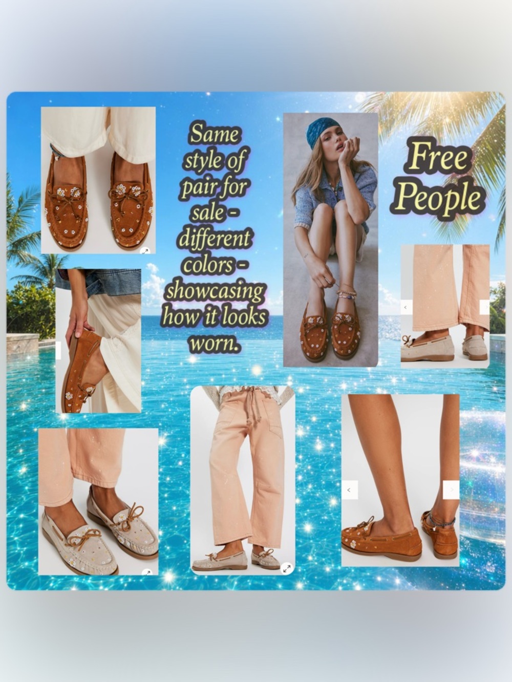 Free People Brown Embellished Moccasin Loafers